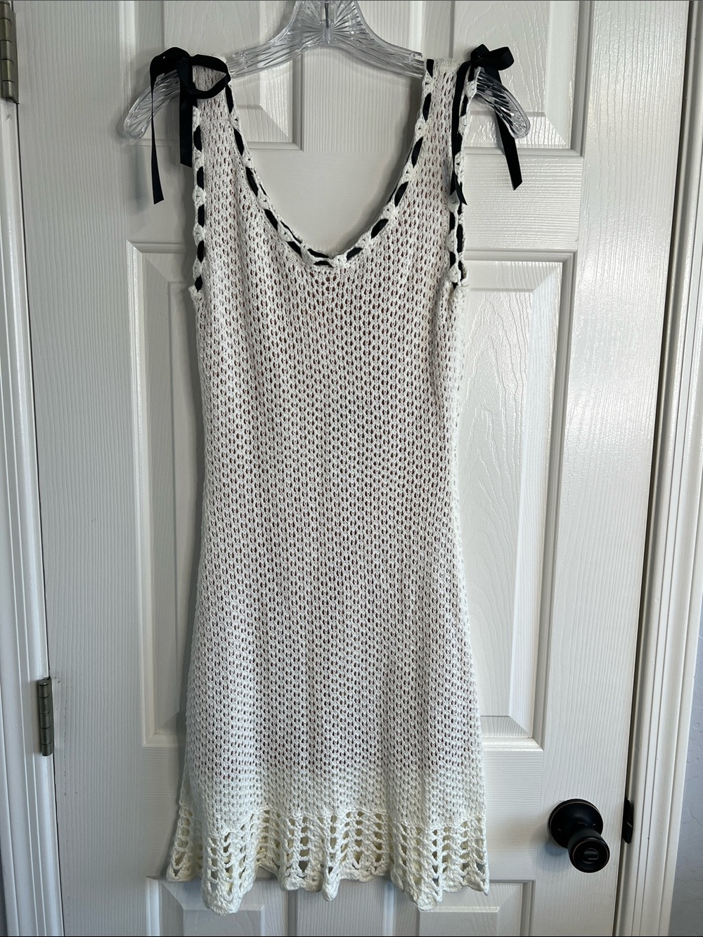 NWT Tiger Mist Chia Dress in Oatmeal crochet knit nude illusion medium